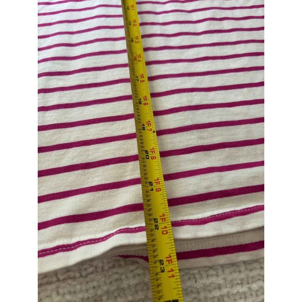 ZESICA Women's Small Striped Collared Long Sleeve Top Pink Blue V-Neck Casual